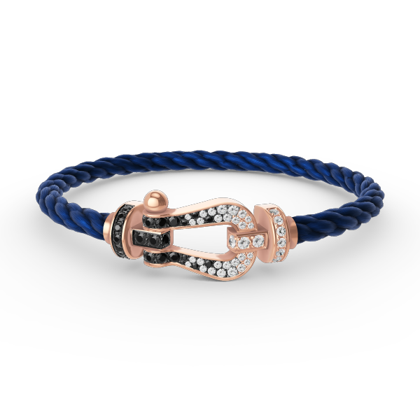 [AURORA]FORCE LARGE HORSESHOE BLACK WHITE DIAMOND BRACELET ROSE GOLD