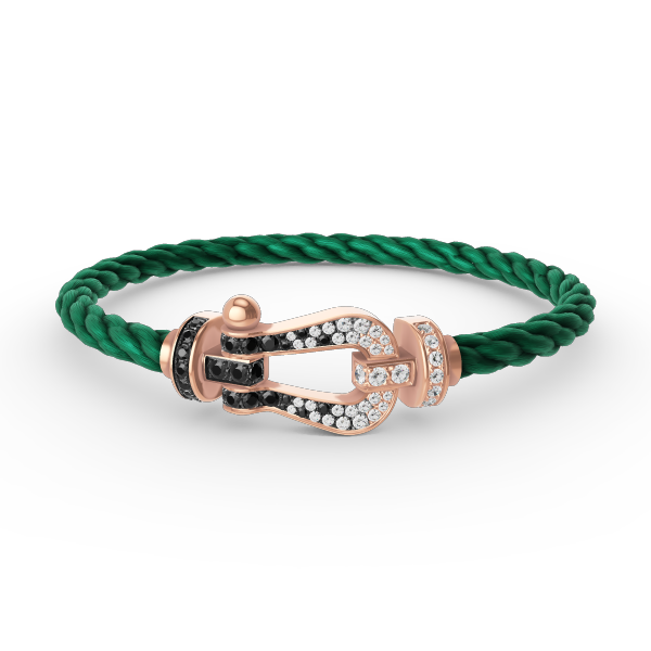 [AURORA]FORCE LARGE HORSESHOE BLACK WHITE DIAMOND BRACELET ROSE GOLD