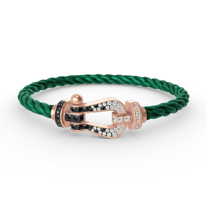 [AURORA]FORCE LARGE HORSESHOE BLACK WHITE DIAMOND BRACELET ROSE GOLD