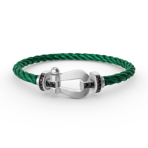 [AURORA]フォース ラージホースシュー ブラックダイヤモンドブレスレット シルバー