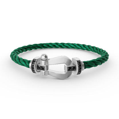 [AURORA]フォース ラージホースシュー ブラックダイヤモンドブレスレット シルバー