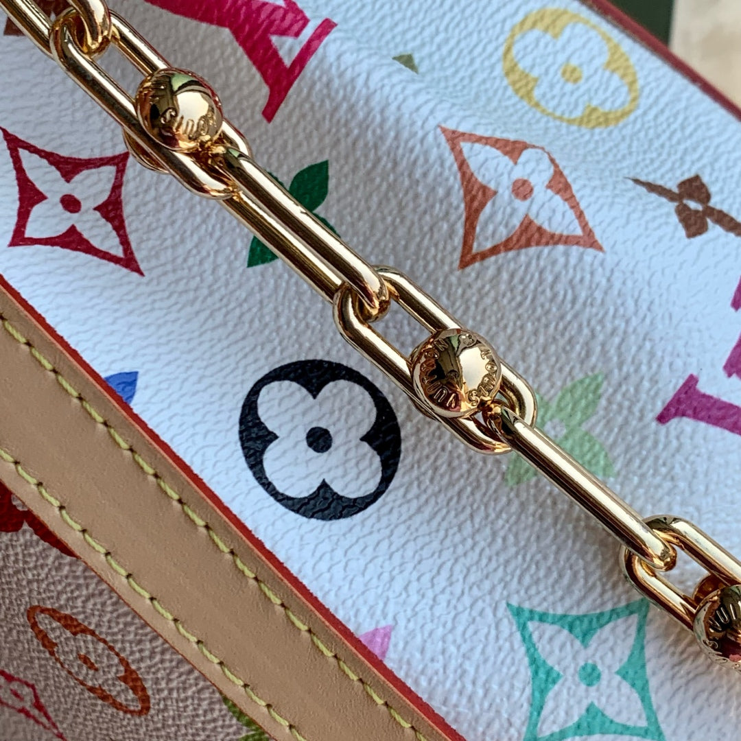 LV x TM DAUPHINE SOFT 28 IN COLORFUL MONOGRAM PATTERN AND WHITE COATED CANVAS