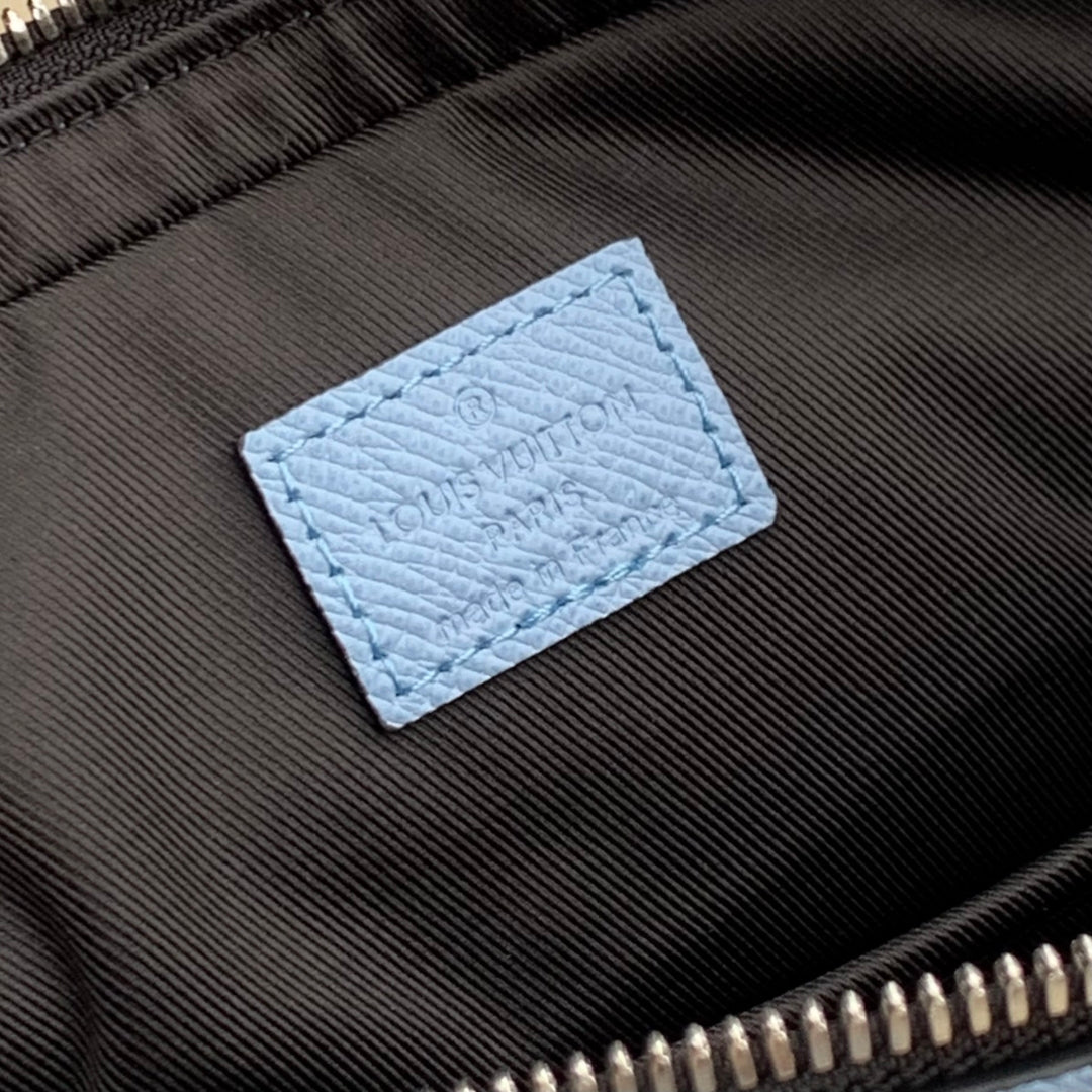TRIO MESSENGER BAG 25 IN BLUE MONOGRAM COATED CANVAS AND CALFSKIN