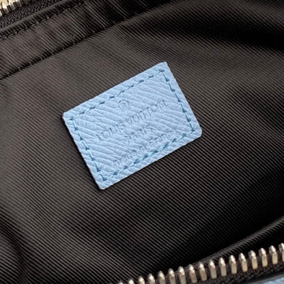 TRIO MESSENGER BAG 25 IN BLUE MONOGRAM COATED CANVAS AND CALFSKIN