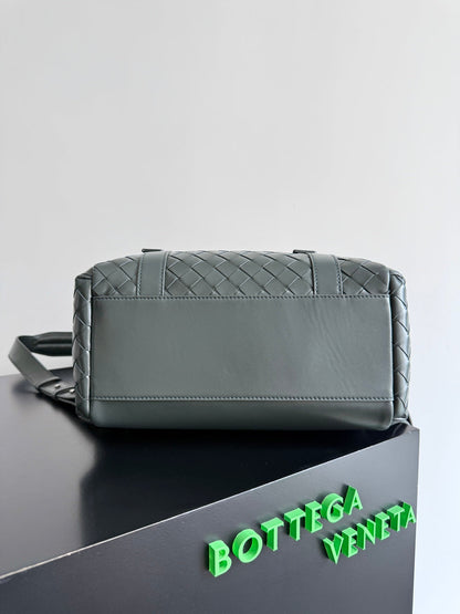 BOTTEGA VENETA 25S BACK TO SCHOOL BACKPACK 39 IN MUTED TEAL GRAY CALFSKIN