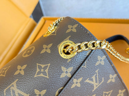 LV 25S CHAIN BAG 24 IN BROWN MONOGRAM CANVAS GOLD HARDWARE