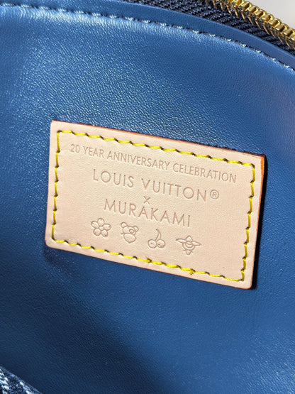 LV 25S COUSSIN BAG 26 IN DARK BLUE DENIM MONOGRAM CHERRY GOLD HARDWARE