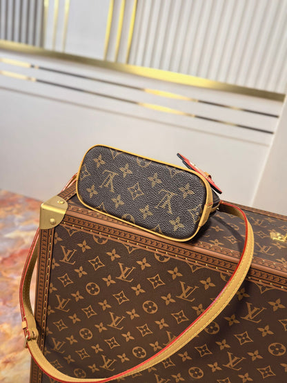 LV 25S NANO ALMA 18 IN BROWN MONOGRAM CANVAS PRINTED WITH THE VIVIENNE MASCOT