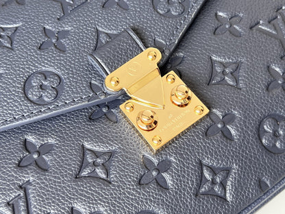 LV 25S POCHETTE METIS 25 IN DARK BLUE MONOGRAM COATED CANVAS GOLD HARDWARE