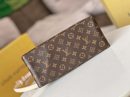 LV 25S PETIT PALAIS 29 IN BROWN MONOGRAM CANVAS AND CALFSKIN GOLD HARDWARE