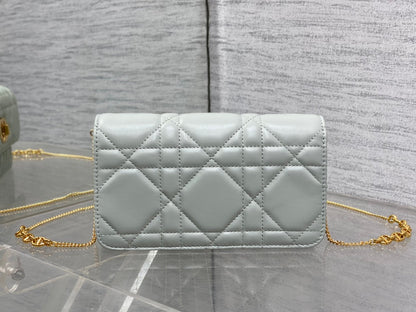 MONTAIGNE AVENUE MINI 19 BAG IN PISTACHIO GREEN CALFSKIN WITH GOLD HARDWARE
