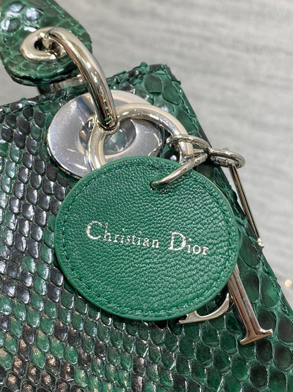 MINI 17 LADY BAG IN GREEN FOREST MIX BLACK SNAKESKIN PATTERN LAMBSKIN