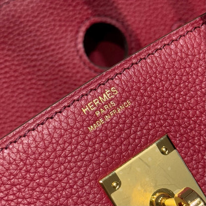 HERMES 25S SHOULDER BIRKIN 29 IN BURNT RED CALFSKIN GOLD HARDWARE