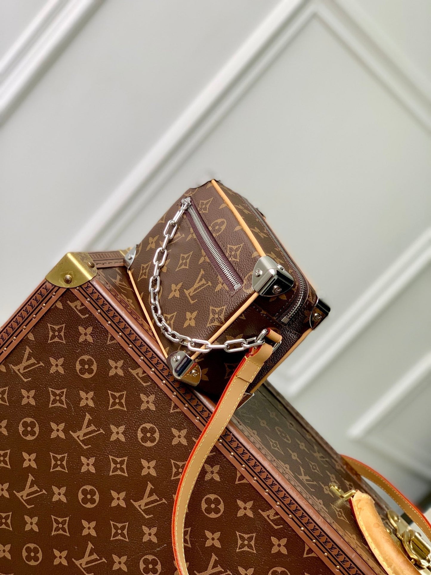 MINI SOFT TRUNK 18 IN BROWN MONOGRAM MACASSAR CANVAS
