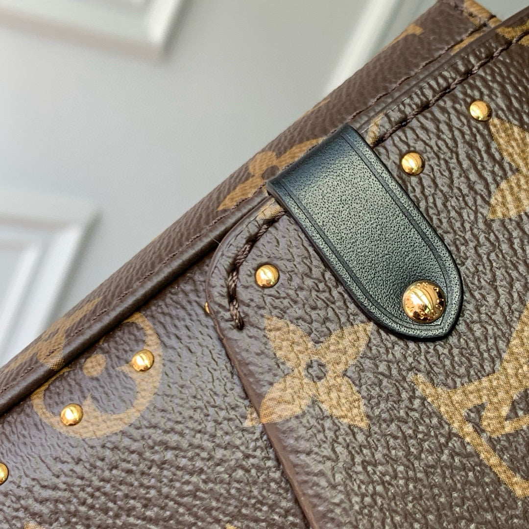 TRUNKIE 27 IN BROWN COATED CANVAS BLACK CALFSKIN SIGNATURE S-LOCK
