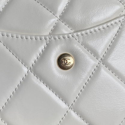 BOWLING BAG 29 IN OFF-WHITE CALFSKIN GOLD HARDWARE