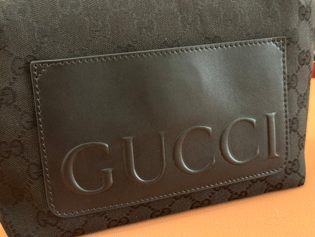 SMALL CROSSBODY BAG 19 IN BLACK CANVAS MONOGRAM LOGO