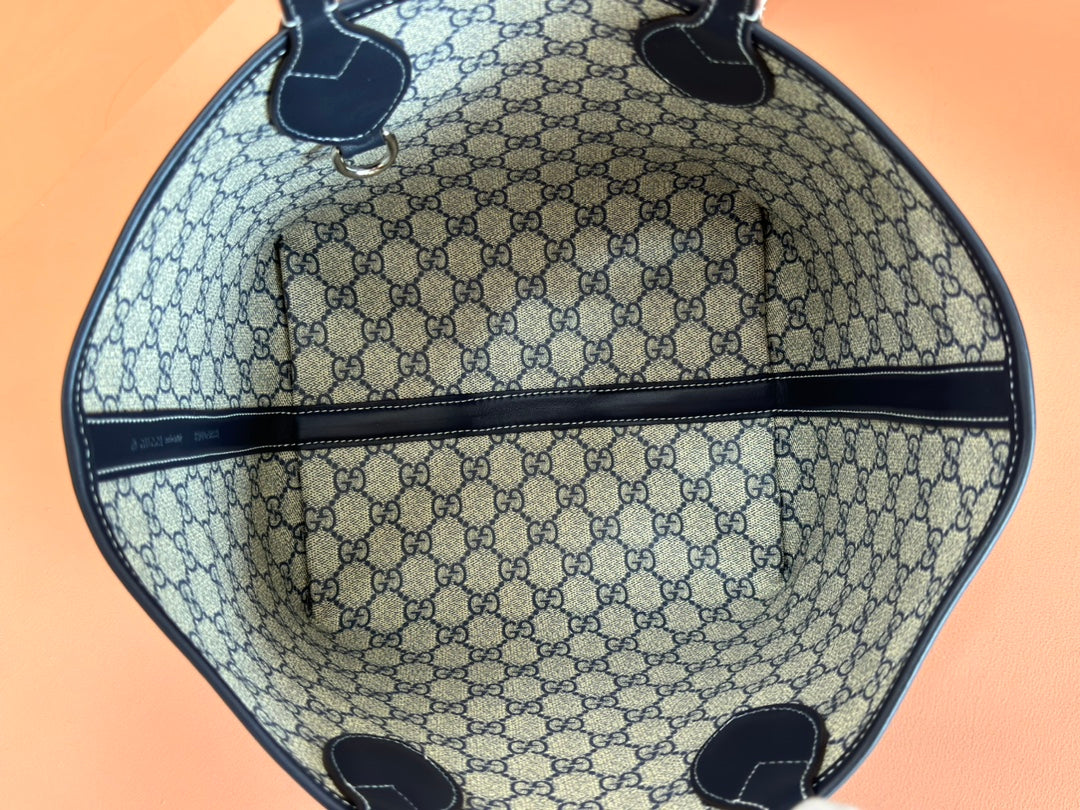 SMALL TOTISSIMA REVERSIBLE TOTE 22 IN DARK BLUE DENIM ONE SIDE BEIGE AND BLUE CALFSKIN ON THE OTHER