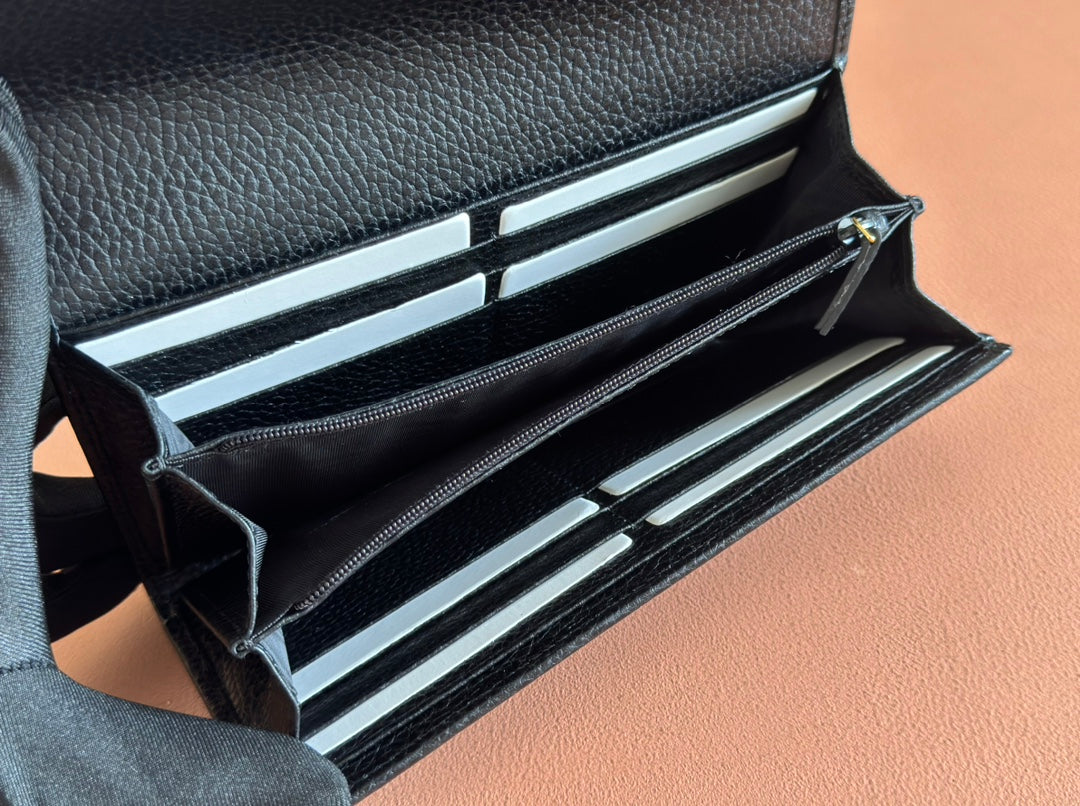 GG MARMONT CONTINENTAL WALLET 19 BLACK IN CALFSKIN