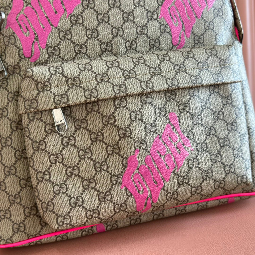 GUCCI MEDIUM BACKPACK WITH PRINT 41 PINK IN CALFSKIN