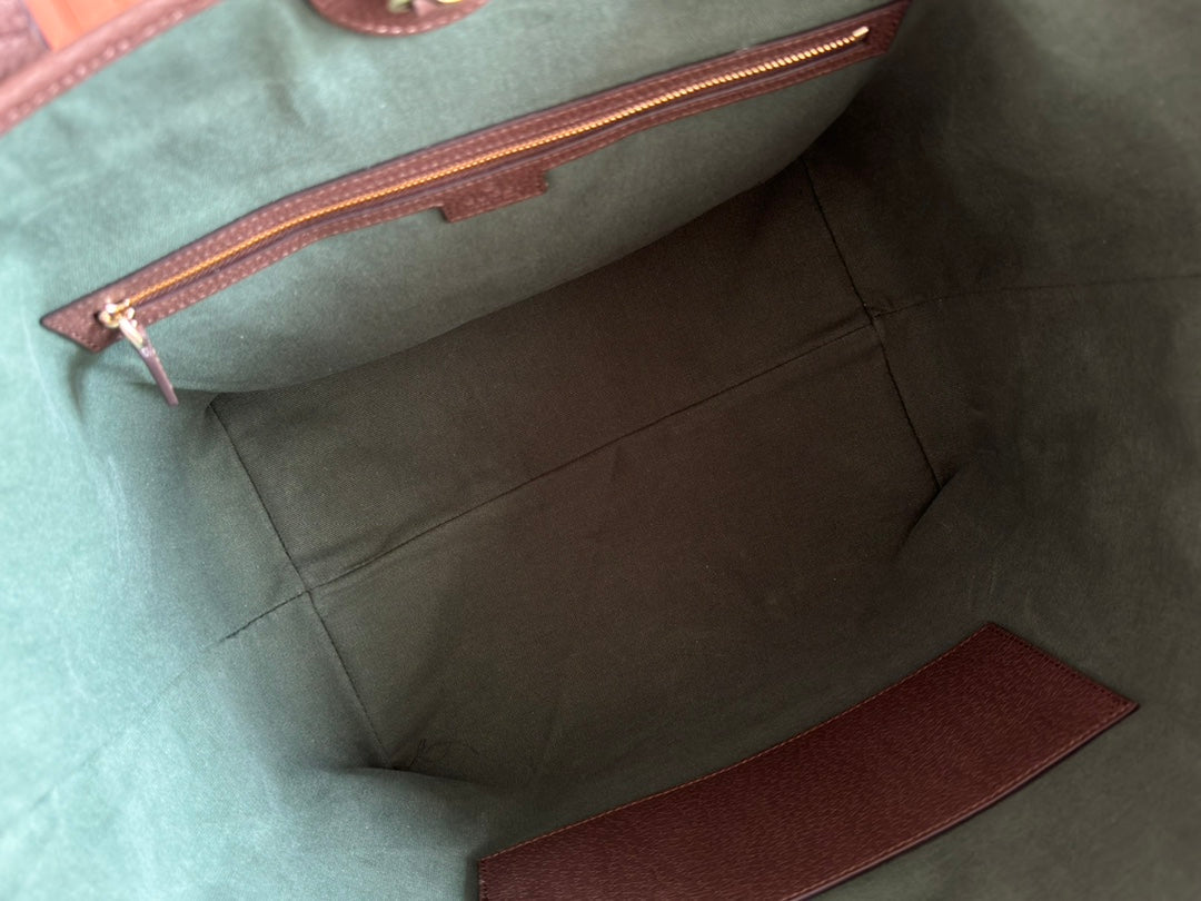 GG OPHIDIA MEDIUM TOTE BAG 31 BEIGE AND DARK BROWN CANVAS