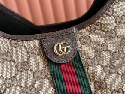 GUCCI GIGLIO LARGE TOTE BAG 60 IN BEIGE AND DARK BROWN GG CANVAS