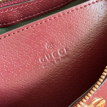 OPHIDIA SMALL SHOULDER BAG 26 IN BROWN CANVAS REDDISH BROWN LEATHER TRIM