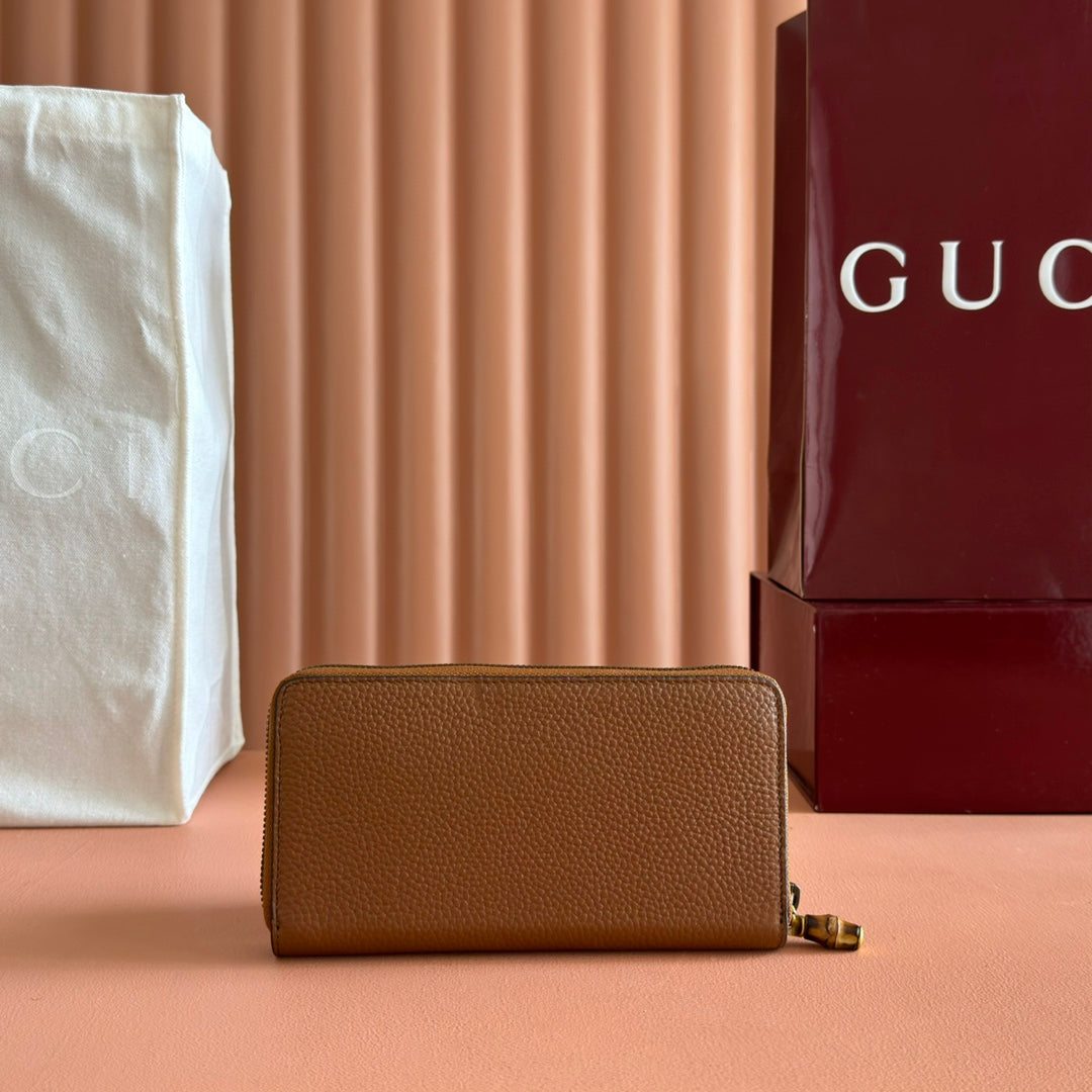 GG 25S MARMONT WALLET 19 IN BROWN CALFSKIN GOLD HARDWARE