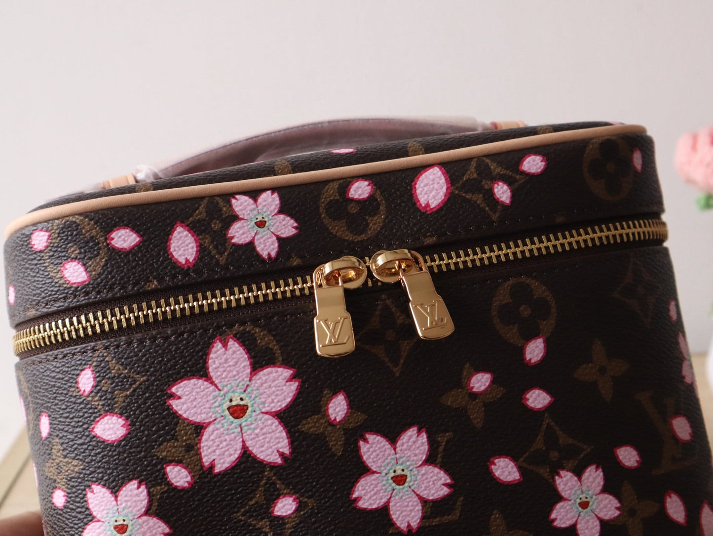NICE MINI TOILETRY BAG 20 IN SAKURA BROWN MONOGRAM COATED CANVAS
