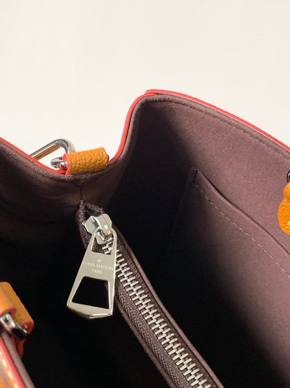 MARELLE TOTE BB BAG 30 IN BRONZE BROWN EPI GRAIN COWHIDE LEATHER