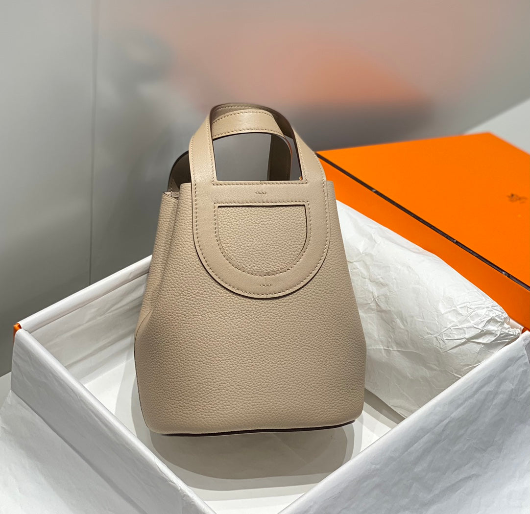HERMES 25S IN THE LOOP 18 IN LIGHT BROWN CALFSKIN SILVER HARDWARE