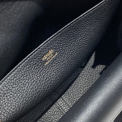 HALZAN 25 HANDLE BAG IN BLACK GRAINED CALFSKIN HARD HARDWARE