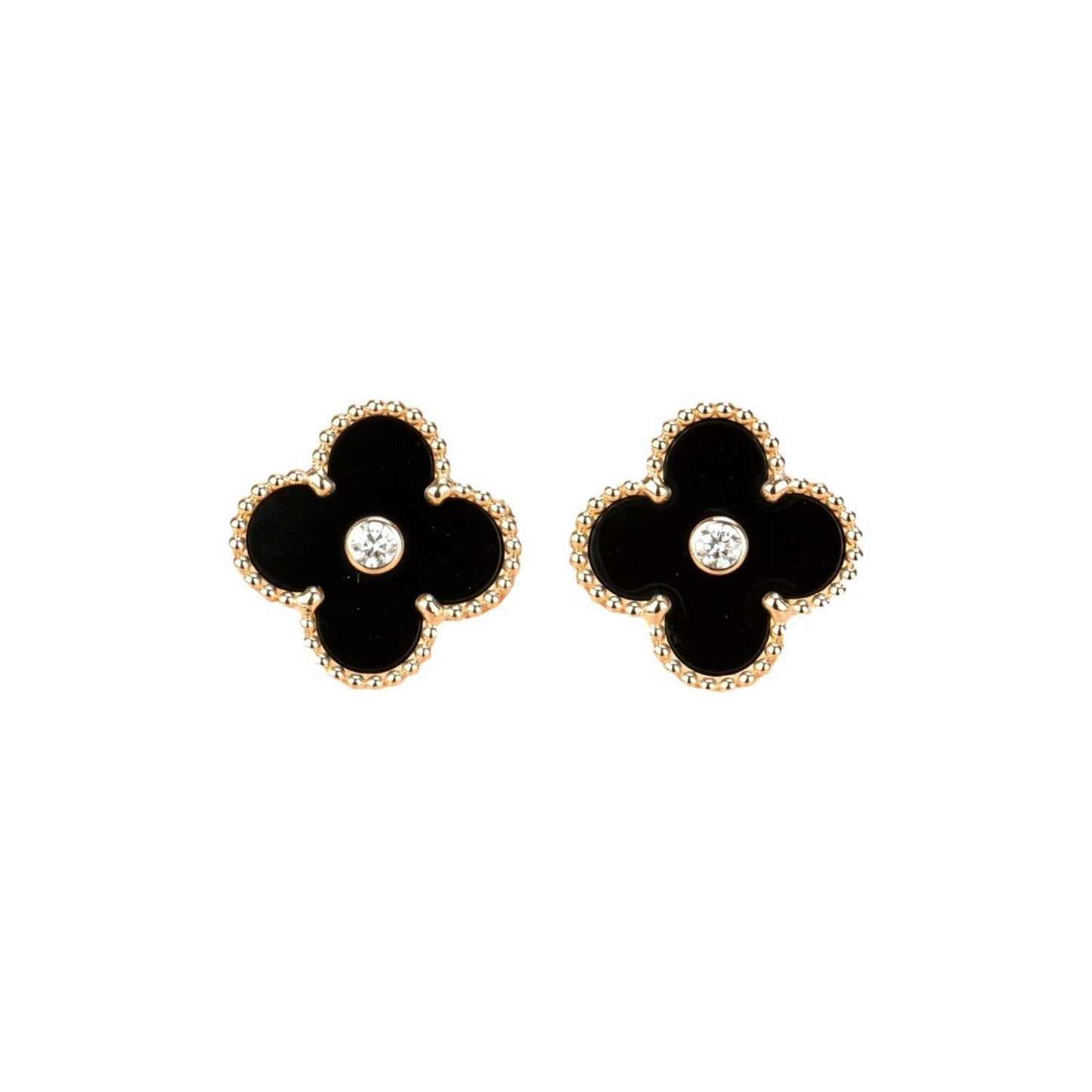 [basloveJW]CLOVER MEDIUM 1 MOTIFS ONYX DIAMOND OHRRINGE