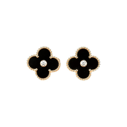 [basloveJW]CLOVER MEDIUM 1 MOTIFS ONYX DIAMOND OHRRINGE
