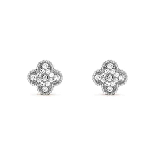 [basloveJW]CLOVER 1 MOTIFS DIAMOND OHRSTECKER SILBER
