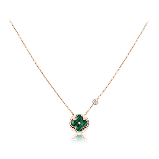 [AURORA] SONNENANHÄNGER ROTGOLD 1 DIAMANT HALSKETTE