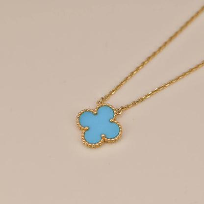 [AURORA]CLOVER 15MM VINTAGE TURQUOISE NECKLACE