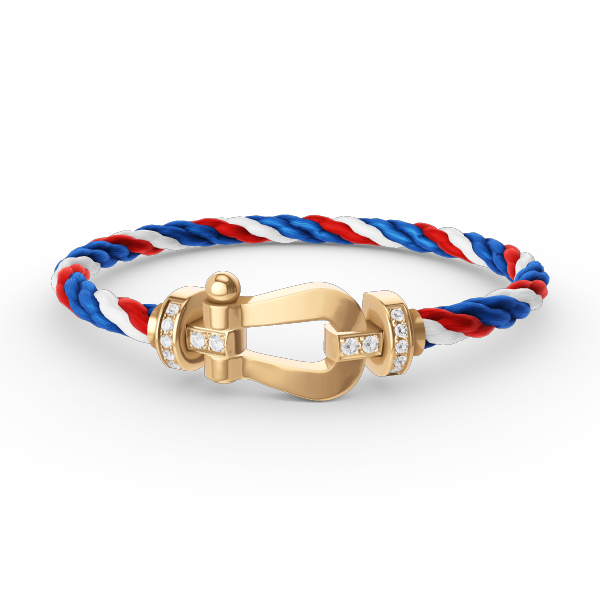 [AURORA]FORCE LARGE HORSESHOE HALF DIAMOND BRACELET GOLD
