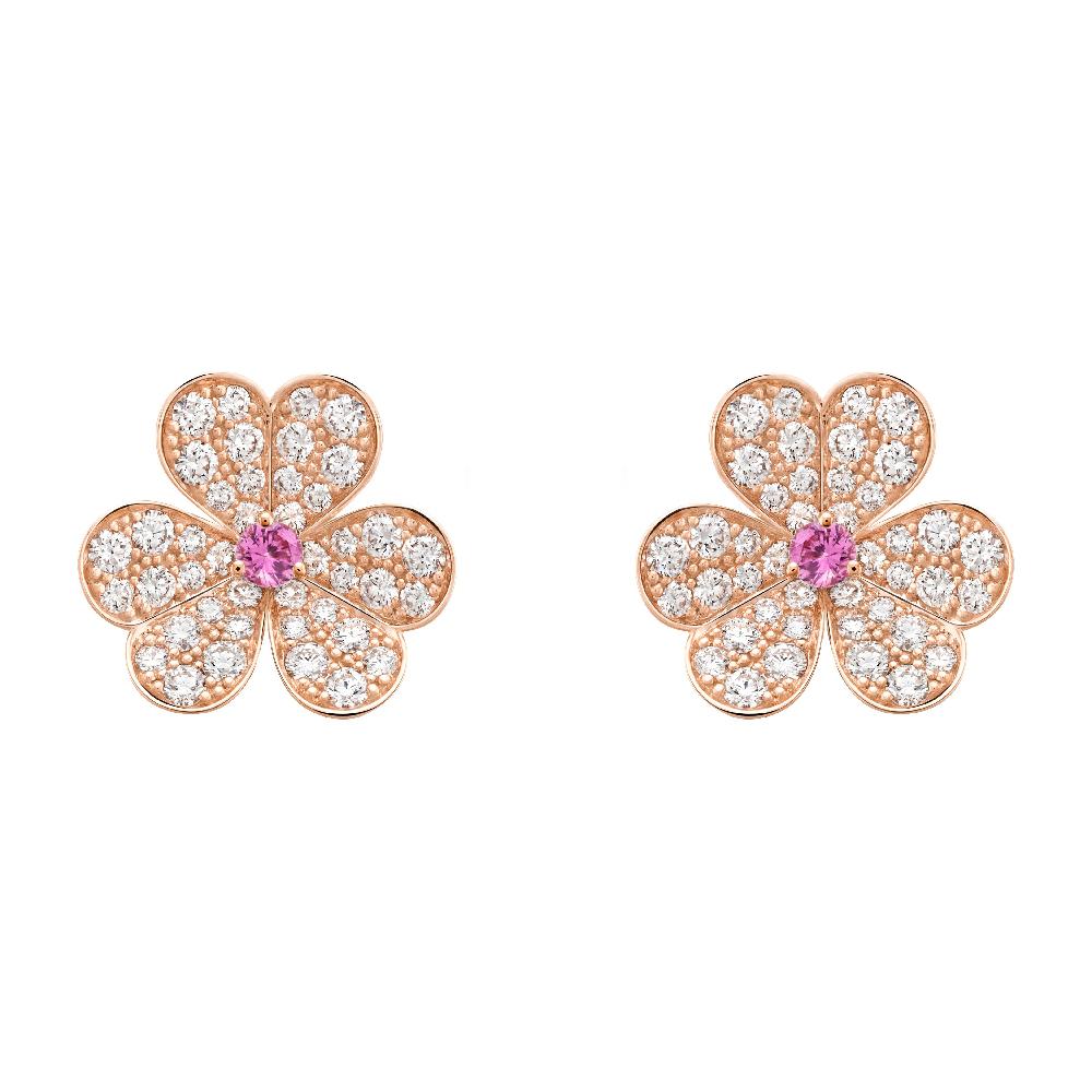 [basloveJW]FRIVOLE ROTGOLD-OHRRINGE MIT BLUMENDIAMANTEN