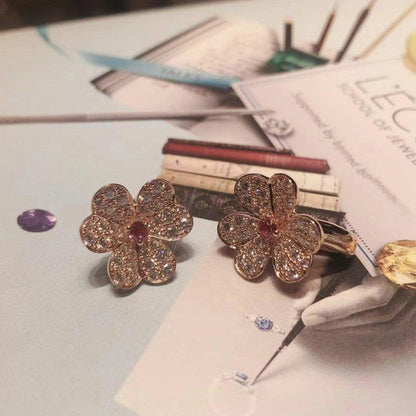 [basloveJW]FRIVOLE ROTGOLD-OHRRINGE MIT BLUMENDIAMANTEN