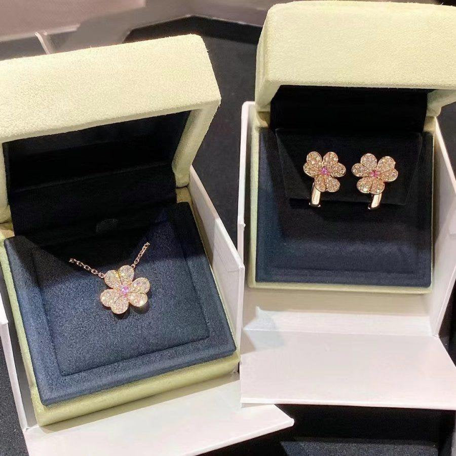 [basloveJW]FRIVOLE ROTGOLD-OHRRINGE MIT BLUMENDIAMANTEN