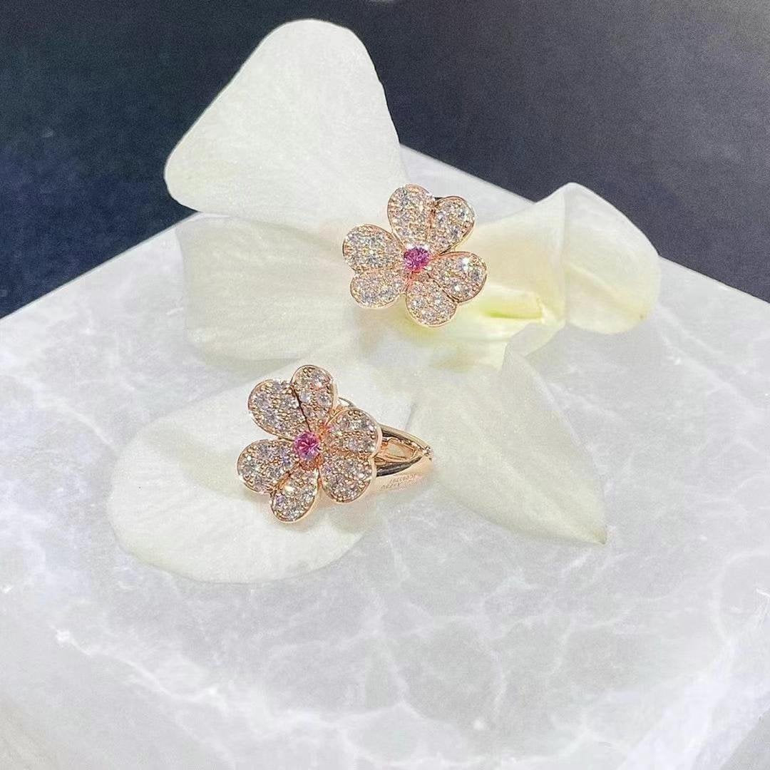 [basloveJW]FRIVOLE ROTGOLD-OHRRINGE MIT BLUMENDIAMANTEN