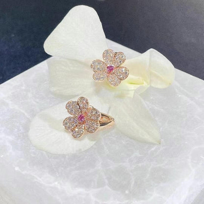 [basloveJW]FRIVOLE ROTGOLD-OHRRINGE MIT BLUMENDIAMANTEN