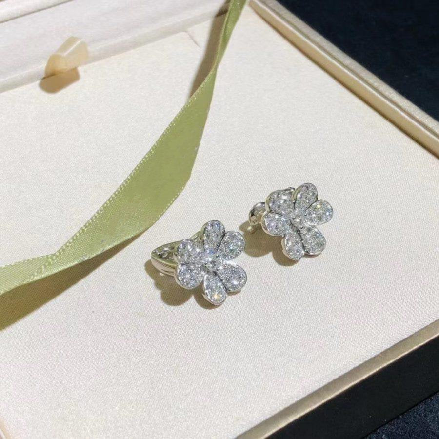 [basloveJW]FRIVOLE SILBERNE BLUMEN-DIAMANT-OHRRINGE