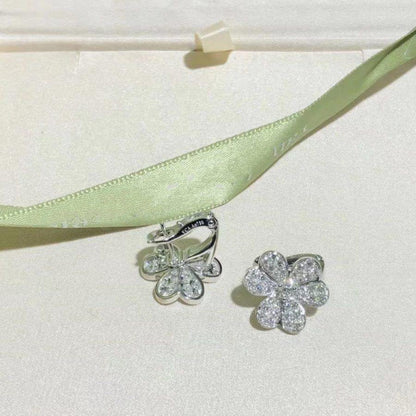 [basloveJW]FRIVOLE SILBERNE BLUMEN-DIAMANT-OHRRINGE