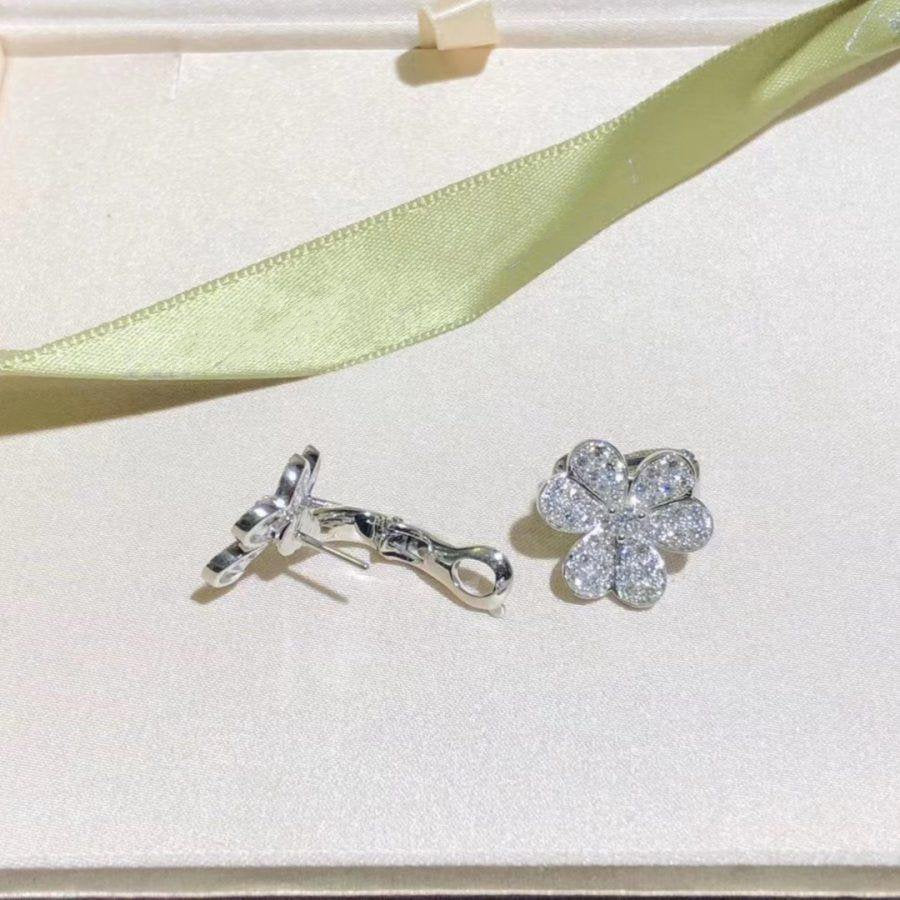 [basloveJW]FRIVOLE SILBERNE BLUMEN-DIAMANT-OHRRINGE