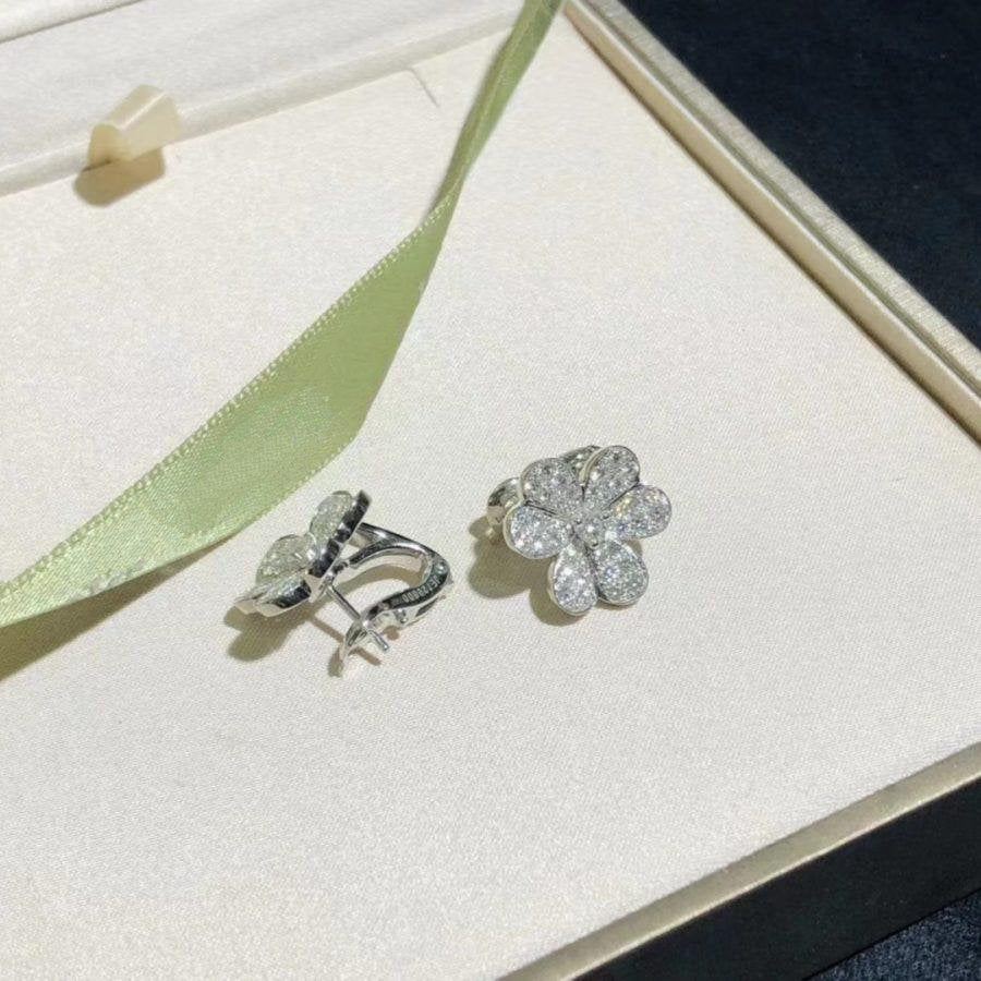 [basloveJW]FRIVOLE SILBERNE BLUMEN-DIAMANT-OHRRINGE