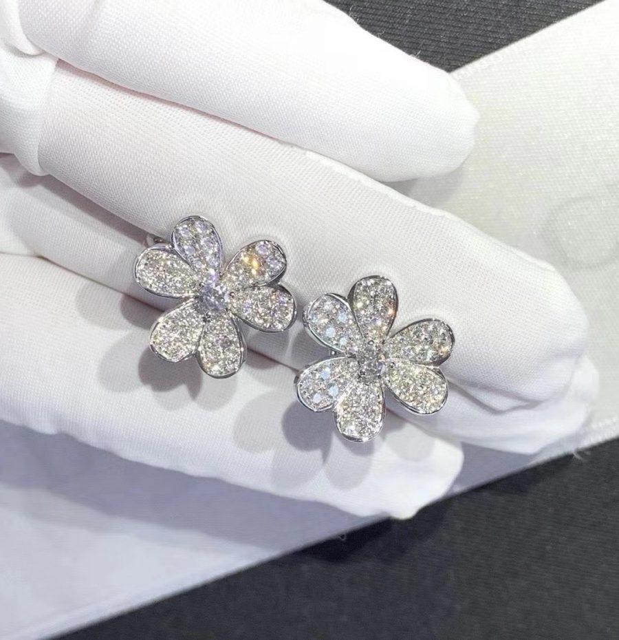 [basloveJW]FRIVOLE SILBERNE BLUMEN-DIAMANT-OHRRINGE