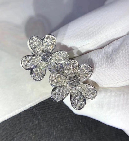 [basloveJW]FRIVOLE SILBERNE BLUMEN-DIAMANT-OHRRINGE