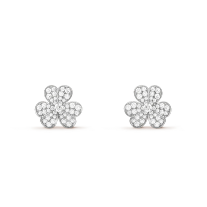 [basloveJW]FRIVOLE SILBERNE BLUMEN-DIAMANT-OHRRINGE